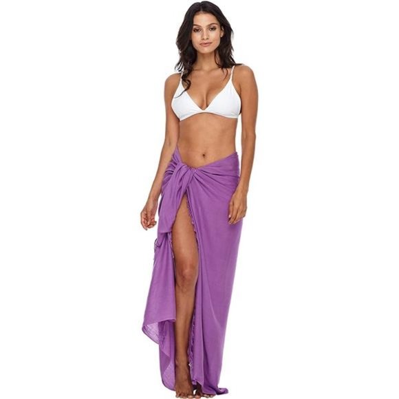 WOMENS Beach Cover Up Sarong Swimsuit Medium Purple - Picture 2 of 6
